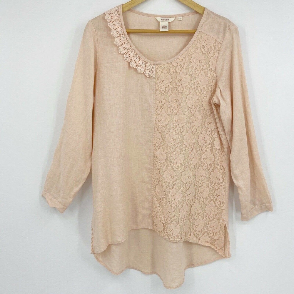 Sundance Tennille Linen Tunic Lace Overlay Sz S
